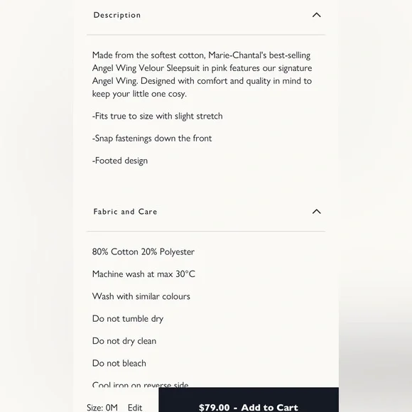 2 Marie-Chantal Angel Wing Sleepsuits sz 12mo - Picture 9 of 9